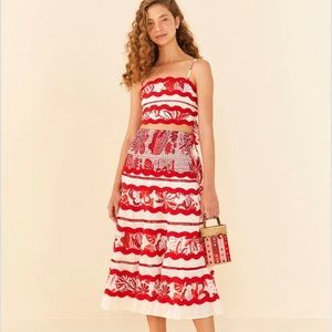 Farm Rio Tiles Off White Midi Skirt